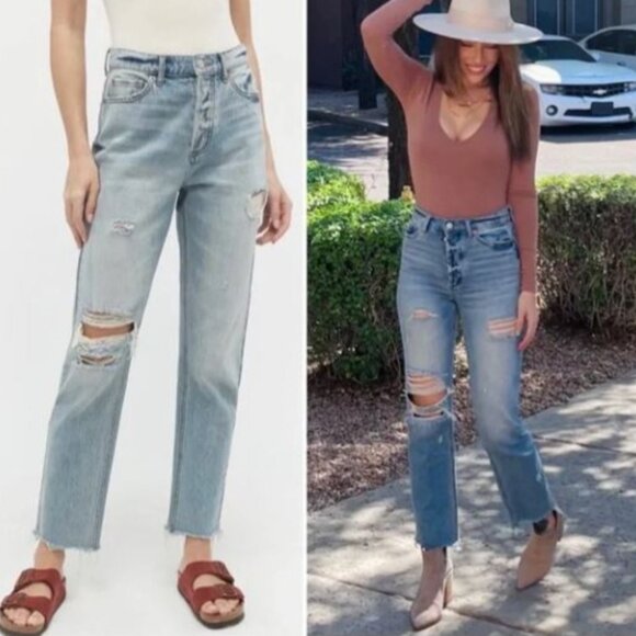 BDG Urban Outfitters Baggy Straight Distressed Ripped Jeans with Raw Hem Sz 31 - Picture 1 of 11
